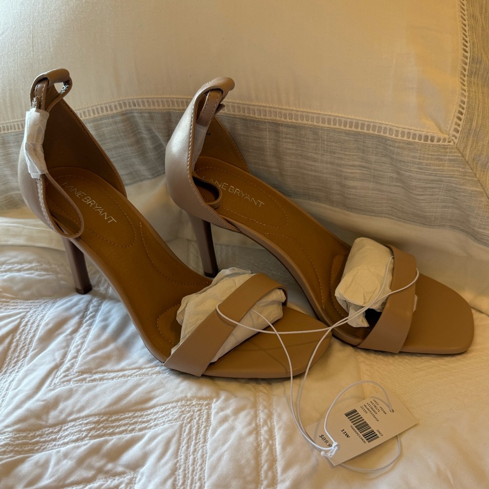 Brand New Lane Bryant Nude Strappy Heels Size 11 Wide